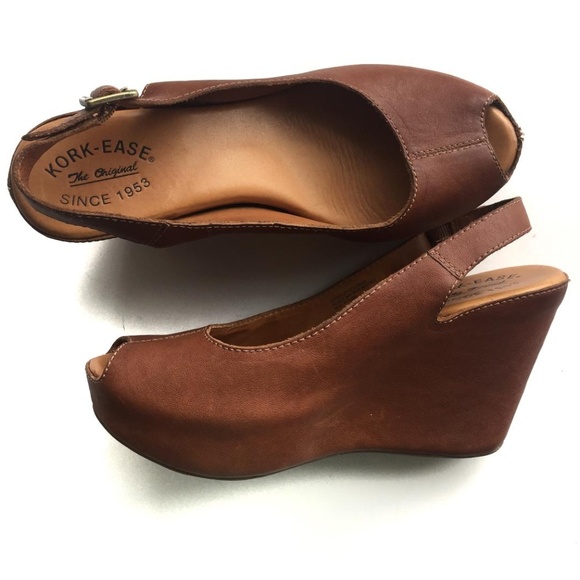 Kork-Ease Shoes - Kork-Ease Leather Sarah peep toe wedges 9